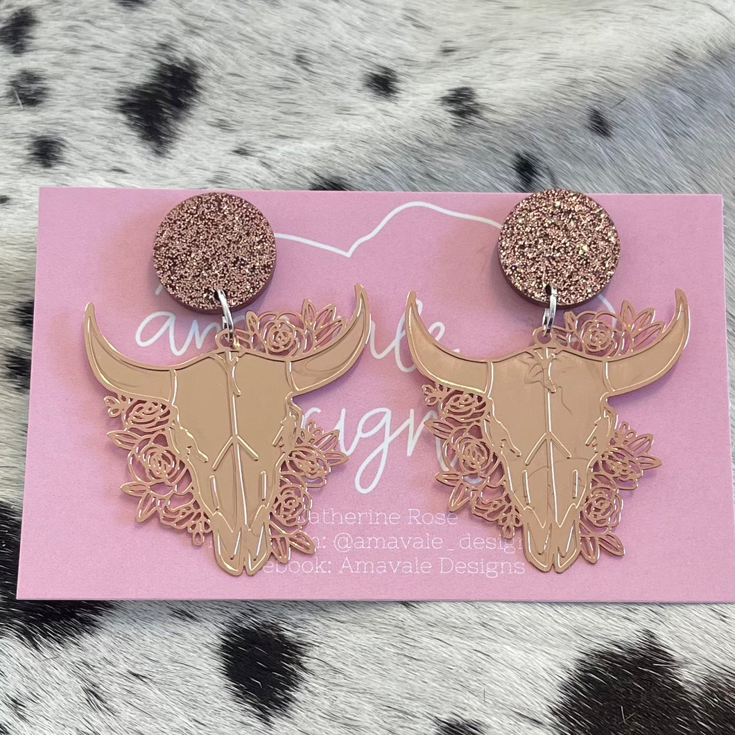 Floral Longhorn Dangles